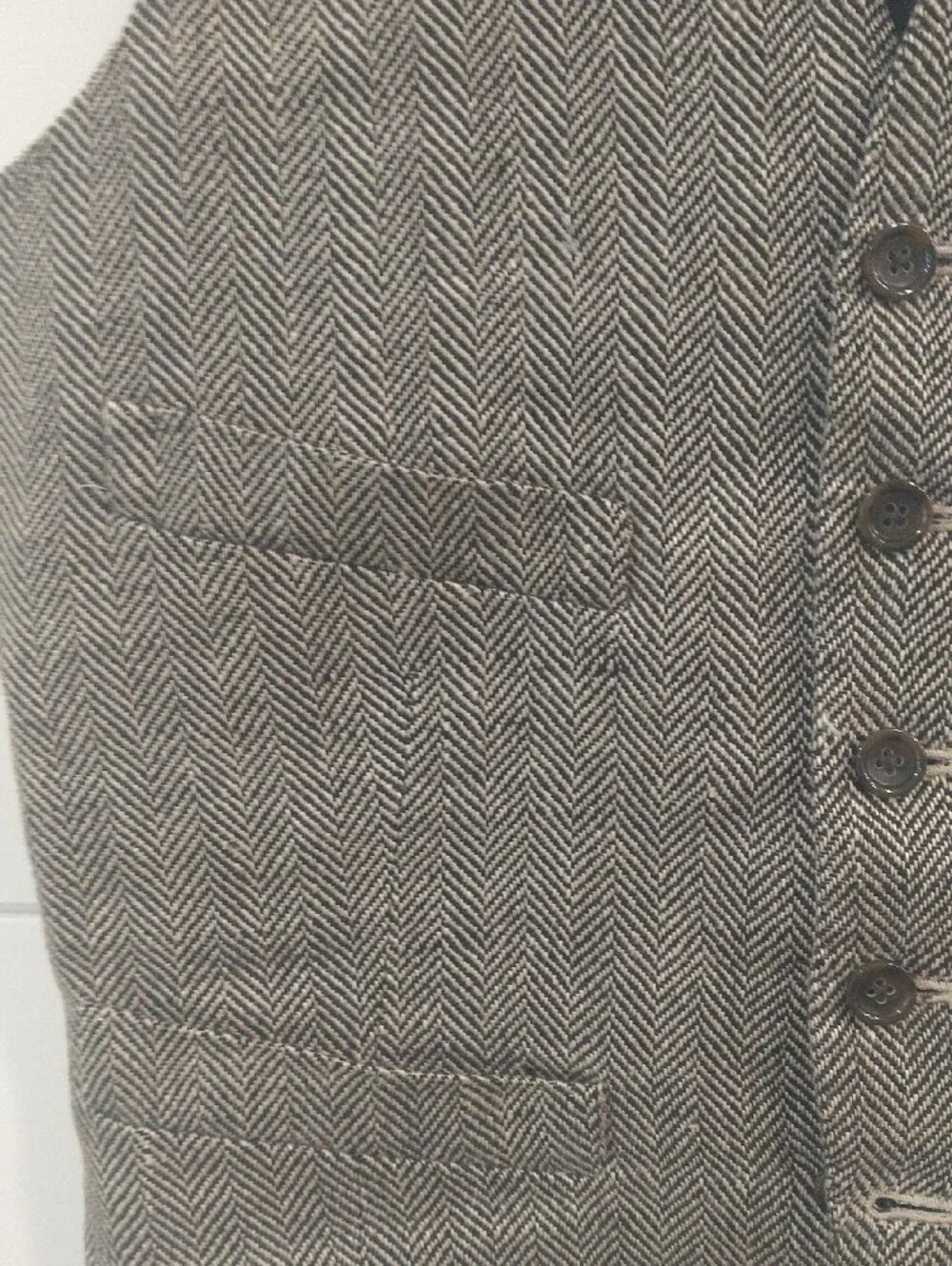 J. Crew Men's Herringbone Brown Wool Blend Vest XS